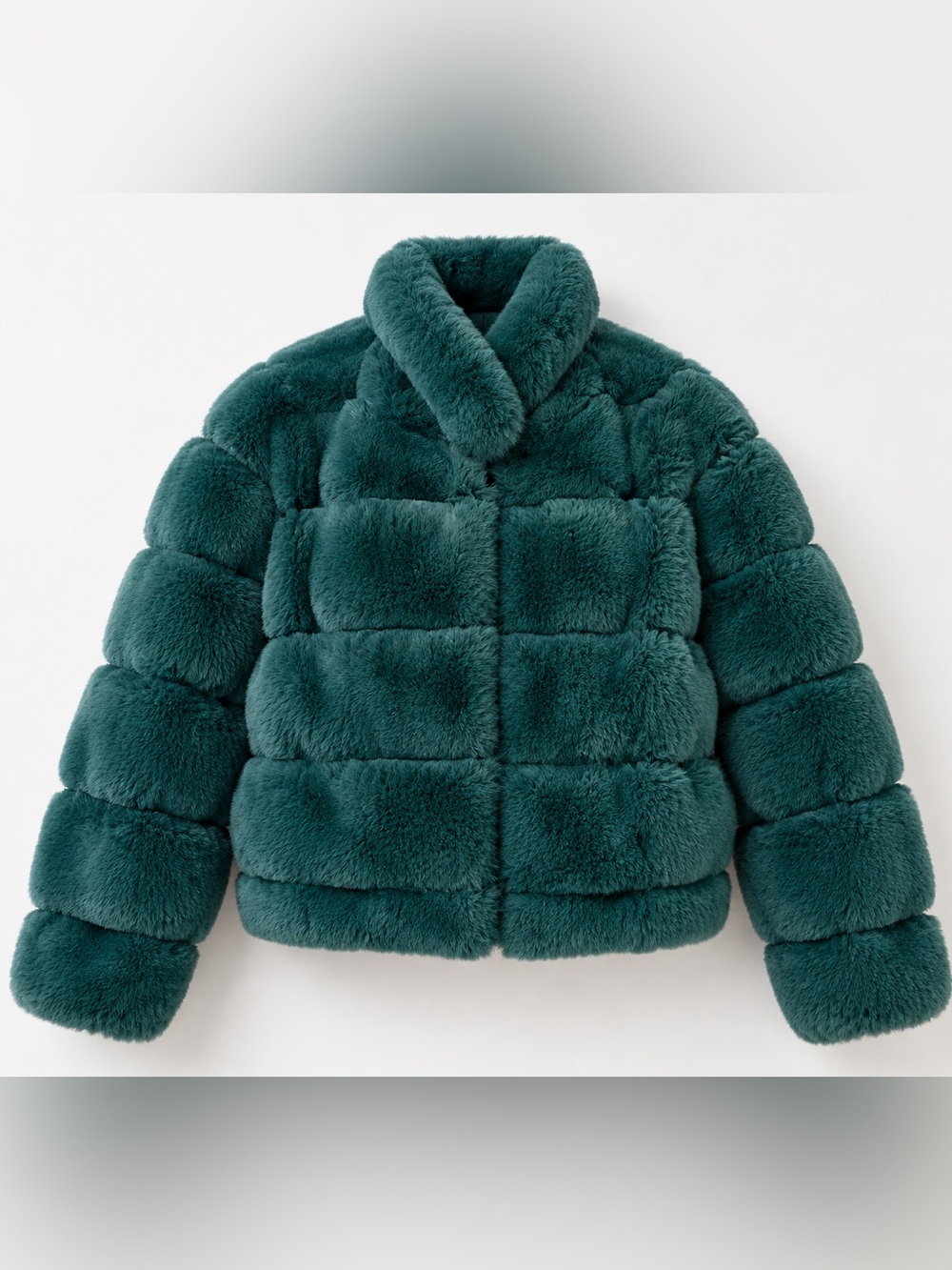 BCBGMAXAZRIA Teal Faux Fur Puffer Jacket – Size Large